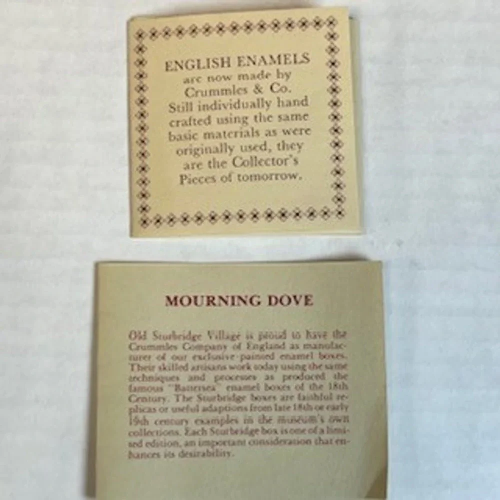 Crummles English Enamels Mourning Dove Trinket Box My Love Ill Treat With Kisses - Picture 7 of 9